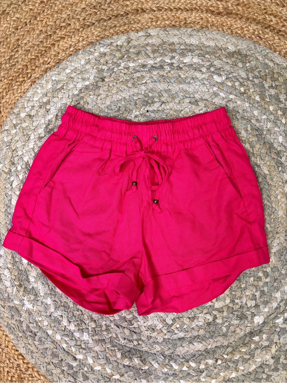 Love Tree Hot Pink High-Waist Drawstring Shorts